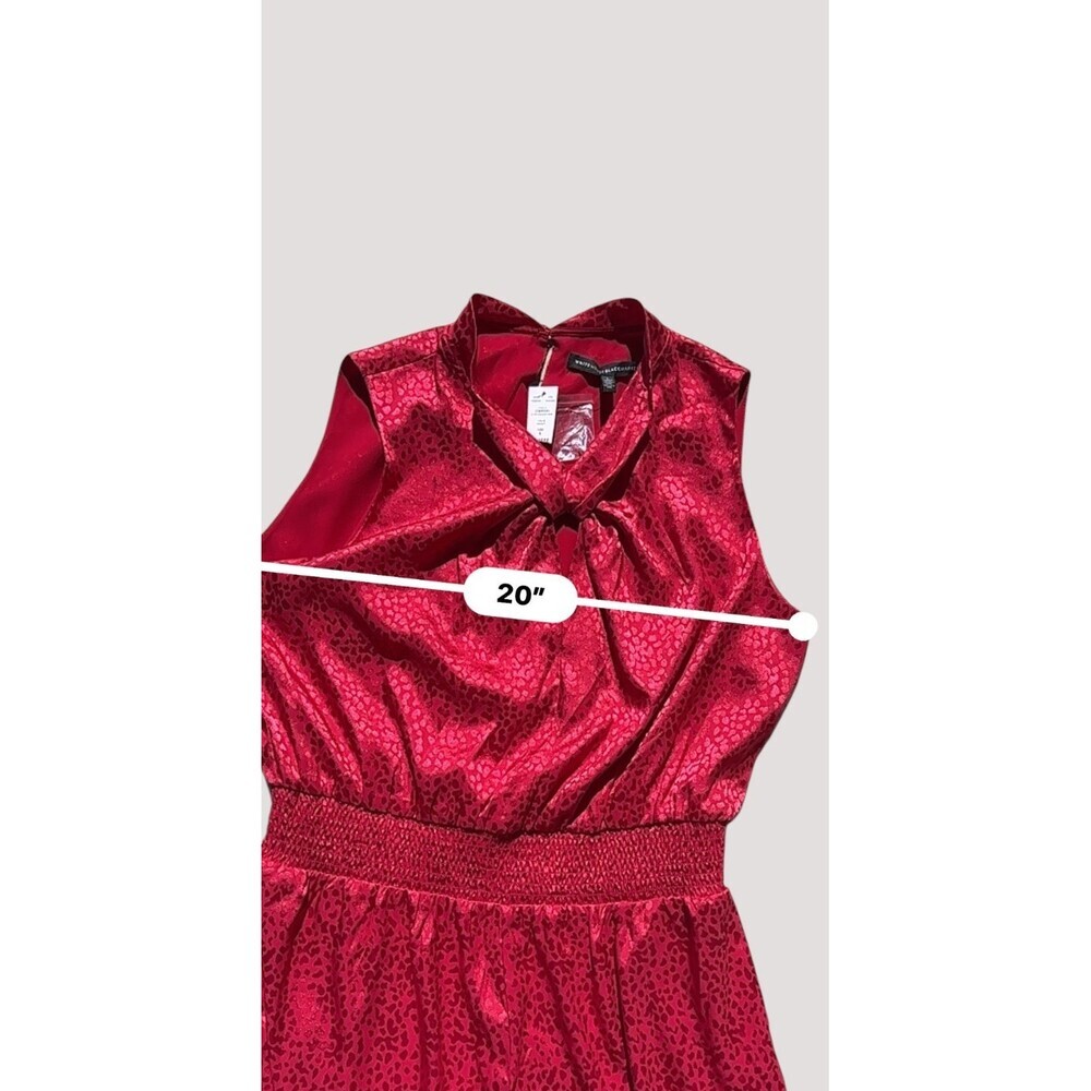 White House Black Market NWT Red Wide Leg Jumpsuit Twist Knot Neck Animal Print - Picture 12 of 15